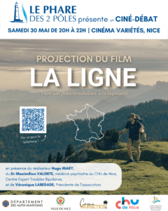 Affiche du moyen métrage La Ligne, réalisé par Hugo Mary. La projection du film, organisée par l'association Le Phare des 2 pôles, sera suivie d'un ciné débat autour de la bipolarité.